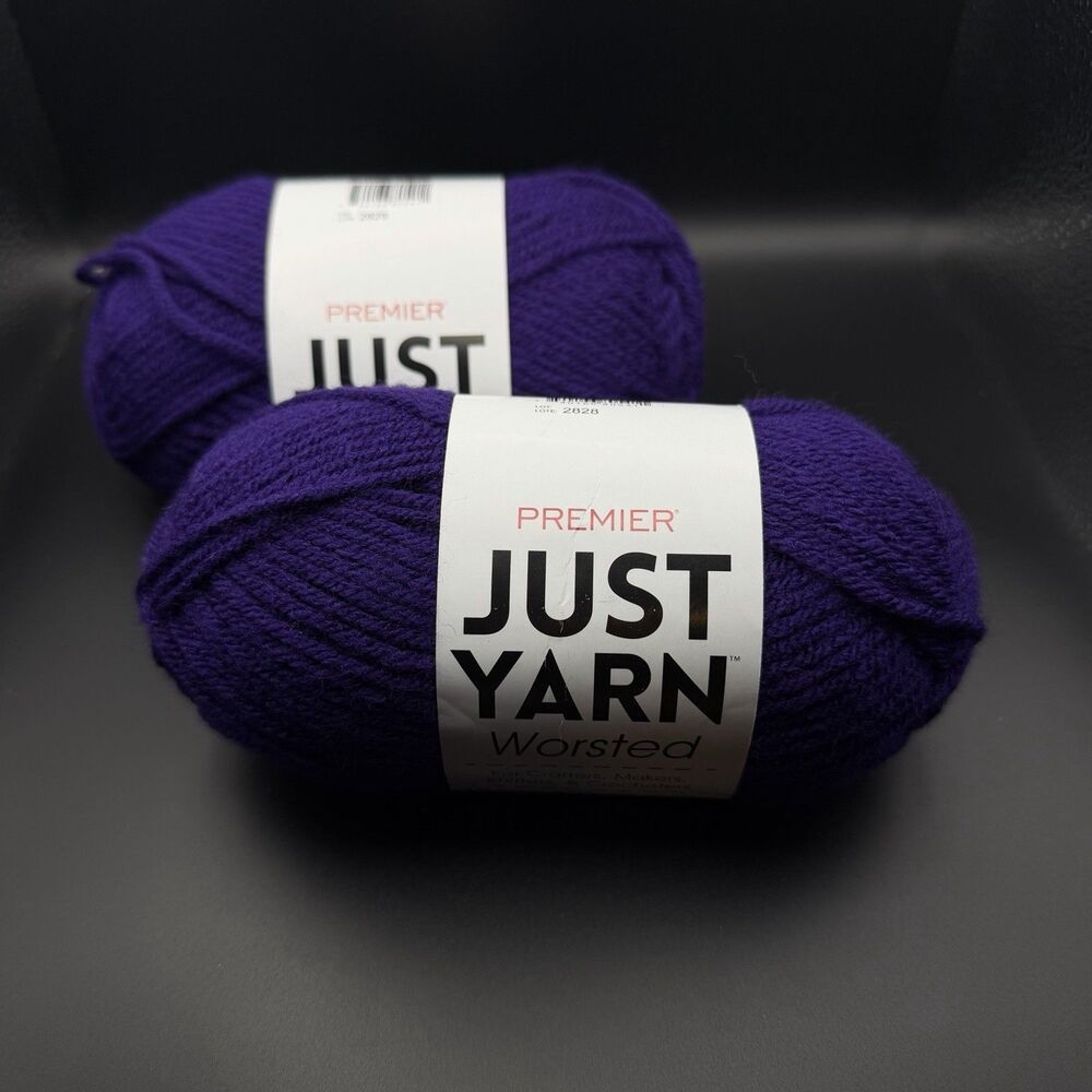 Premier Just Yarn Worsted 4 Medium Purple Acrylic Skein Lot MPN 2018-06 LOT OF 2